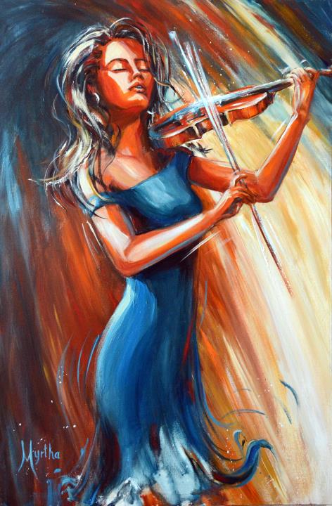 Violoniste en bleu - Vendue/Sold
