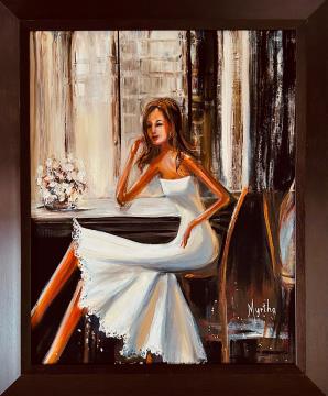 Image de la toile « Dans L'Attente » de Myrtha Pelletier